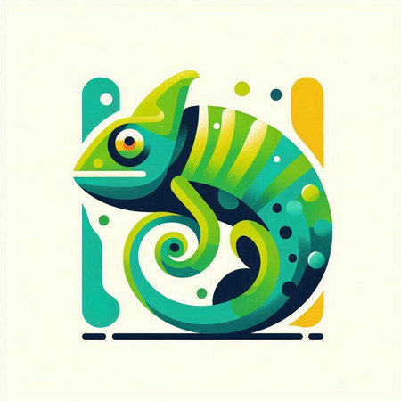 Colorful chameleon on a white background. Vector illustration.のイラスト素材