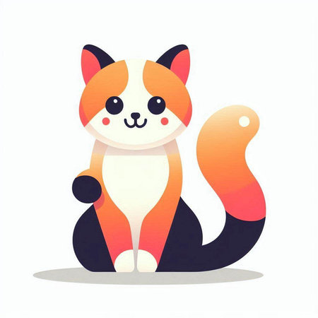 Cute cartoon cat sitting on a white background. Vector illustration.のイラスト素材