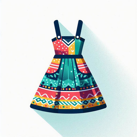 Illustration of a summer dress with a pattern on a white backgroundのイラスト素材