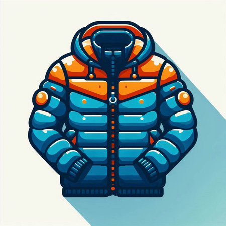Winter jacket isolated on a white background. Vector illustration in retro style.のイラスト素材