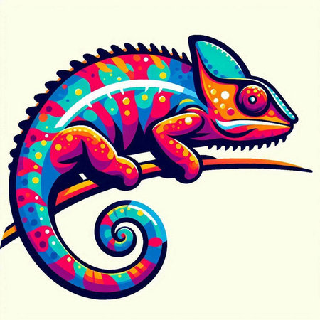 Colorful chameleon on a white background. Vector illustration.のイラスト素材