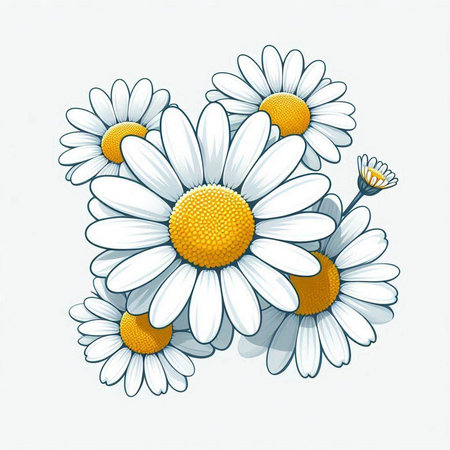 Chamomile flowers on a white background. Vector illustration.のイラスト素材