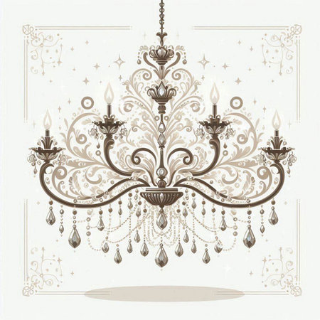 Vintage chandelier on white background. Vector Illustration.のイラスト素材