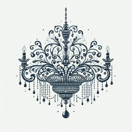 Vintage baroque chandelier. Ornate vector illustrationのイラスト素材