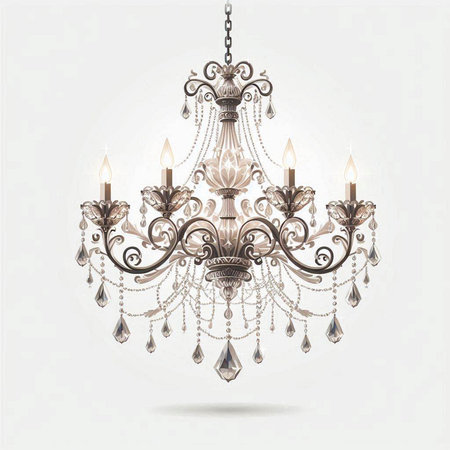 Vintage chandelier isolated on white background. Vector illustration.のイラスト素材