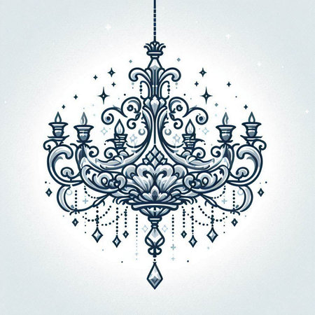 Vintage chandelier. Hand drawn sketch. Vector illustration.のイラスト素材