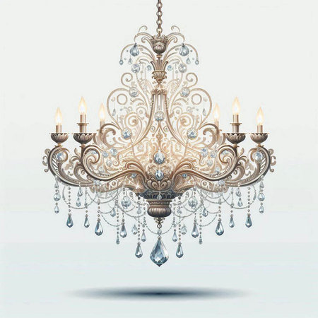 Vintage chandelier isolated on white background. Vector illustration.のイラスト素材