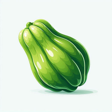 Illustration of a green papaya isolated on a white background.のイラスト素材