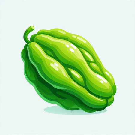Green papaya on a white background. Vector illustration of papaya.のイラスト素材
