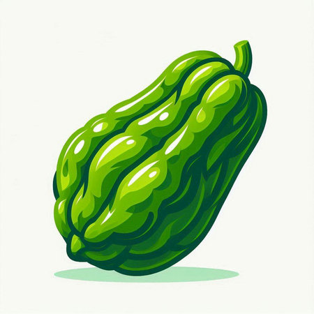 Green papaya on a white background. Vector illustration of a green papayaのイラスト素材