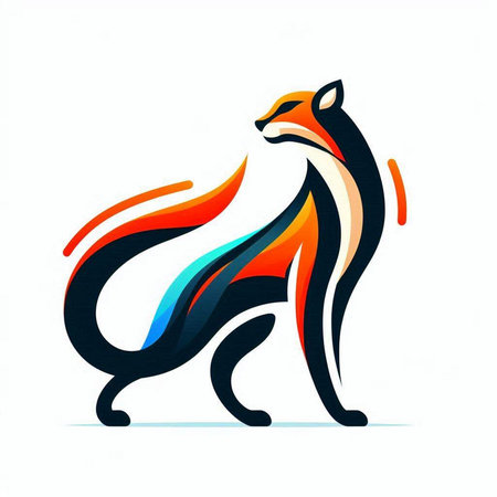 Colorful abstract fox isolated on a white background. Vector illustration.のイラスト素材
