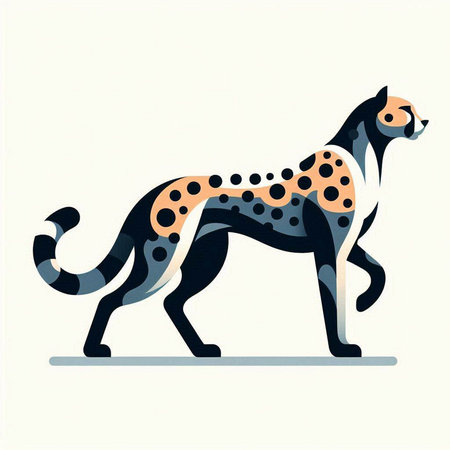 Vector illustration of a cheetah on a white background. Animal icon.のイラスト素材