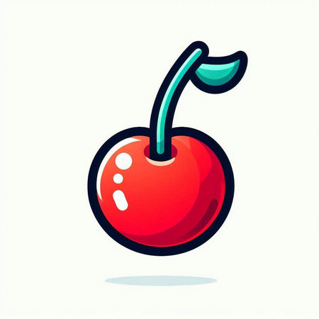 Cherry icon. Vector illustration in flat style isolated on white background.のイラスト素材