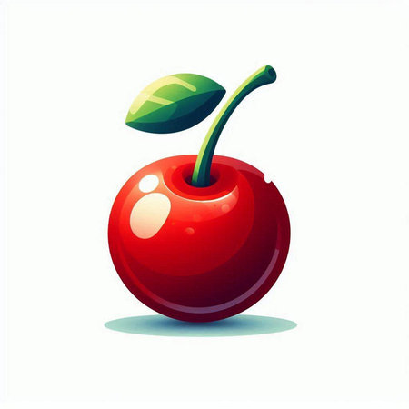 Illustration of a cherry on a white background. Vector illustration.のイラスト素材