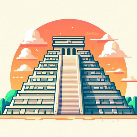 Vector illustration of the Great Pyramid of Khufu in flat styleのイラスト素材