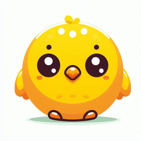 Cute yellow chick isolated on white background. Vector cartoon illustration.のイラスト素材