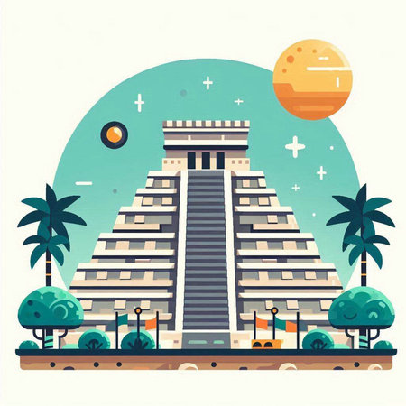 Ancient temple in flat style. Vector illustration in the flat style.のイラスト素材