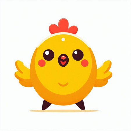Cute cartoon chicken. Vector illustration isolated on a white background.のイラスト素材