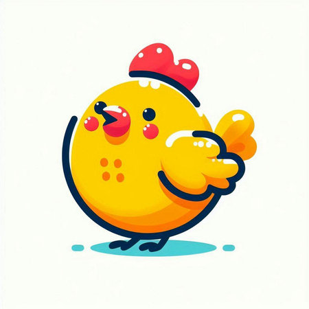 Cute yellow chicken isolated on white background. Vector cartoon character illustration.のイラスト素材