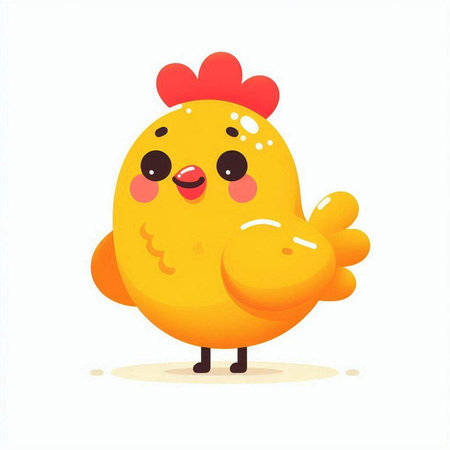 Cute cartoon chicken character. Vector illustration isolated on white background.のイラスト素材