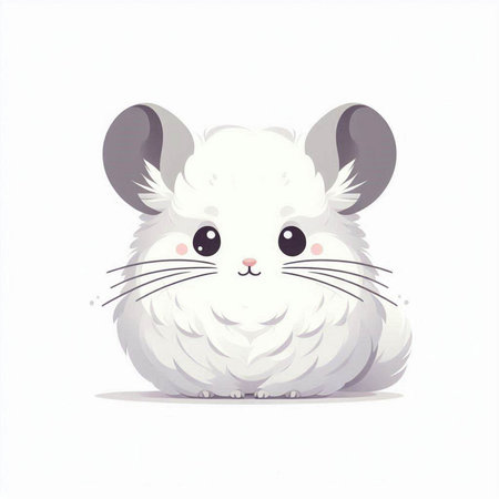 Cute white chinchilla isolated on white background. Vector illustration.のイラスト素材