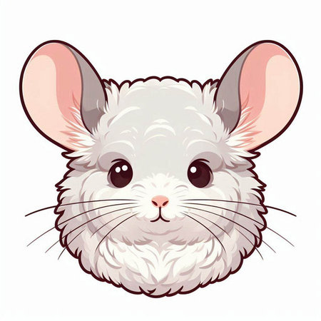 Cute little white chinchilla. Vector illustration on white background.のイラスト素材
