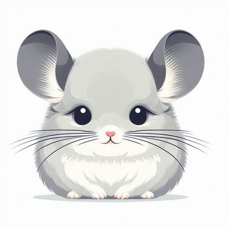 Illustration of a cute white chinchilla on a white backgroundのイラスト素材