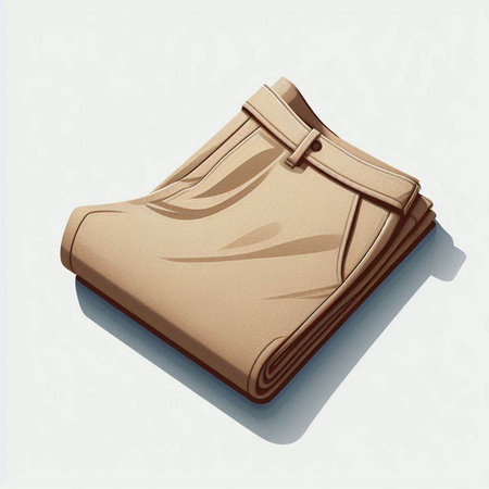 Illustration of a brown paper bag on a white background with shadowのイラスト素材