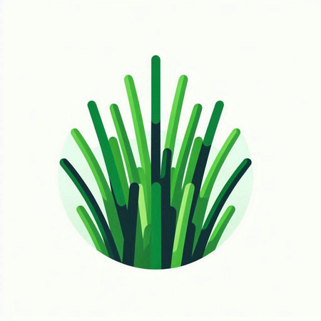 Illustration of a green grass in a circle on a white backgroundのイラスト素材