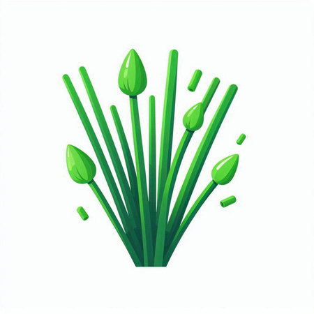 Vector illustration of green onion isolated on white background. Flat style.のイラスト素材