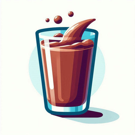 Chocolate smoothie in a glass. Vector illustration. Eps 10のイラスト素材
