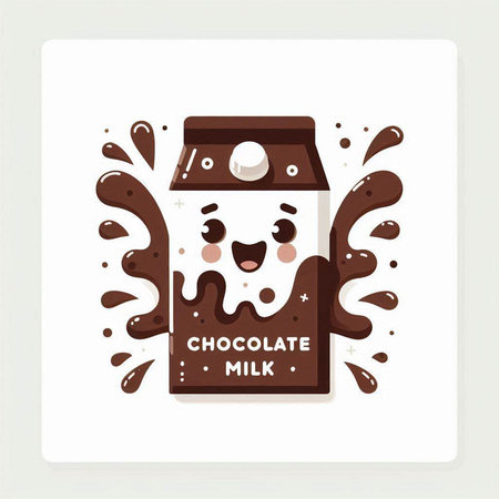 Cute chocolate milk box on white background. Vector cartoon illustration.のイラスト素材