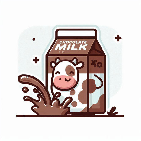 Milk carton with cow and milk splash. Vector illustration.のイラスト素材