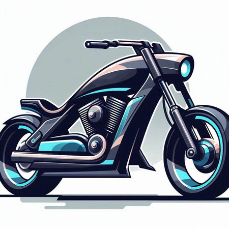 Motorcycle vector illustration. Side view of a classic chopper motorcycle.のイラスト素材
