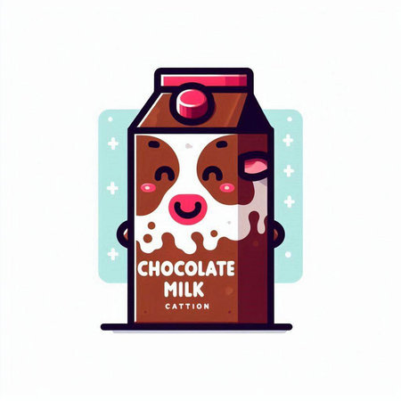 Cute chocolate milk box with cute dog face. Vector illustration.のイラスト素材