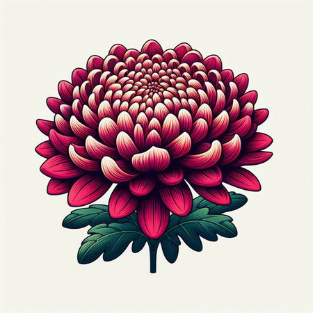 Beautiful red chrysanthemum flower. Vector illustration.のイラスト素材