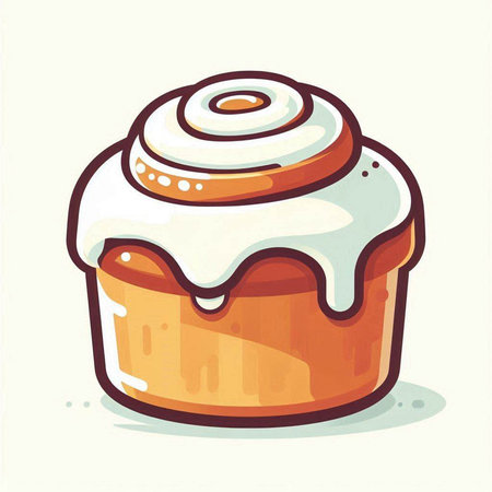 Illustration of a Cinnabon with icing on a white backgroundのイラスト素材