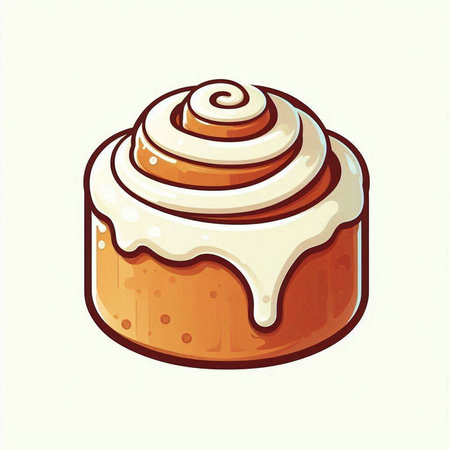 Cinnamon roll isolated on white background. Vector hand drawn illustration.のイラスト素材