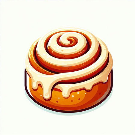 Cinnamon roll. Vector illustration. Isolated on white background.のイラスト素材