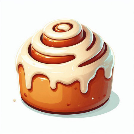 Illustration of a cinnamon roll with icing on a white background.のイラスト素材