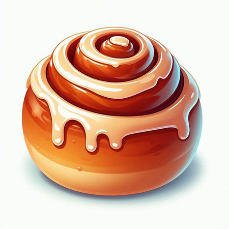 Illustration of a chocolate roll with caramel on a white background.のイラスト素材