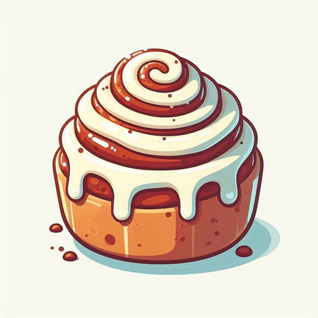 Cinnamon roll vector illustration. Hand drawn cupcake isolated on white background.のイラスト素材