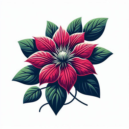 Illustration of a poinsettia isolated on a white backgroundのイラスト素材