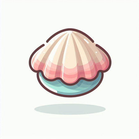 Sea shell isolated on white background. Cute cartoon style vector illustration.のイラスト素材