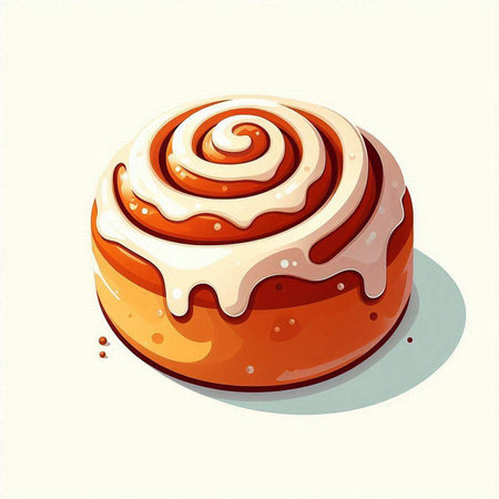 Illustration of a cinnamon roll on a white background, vector illustrationのイラスト素材