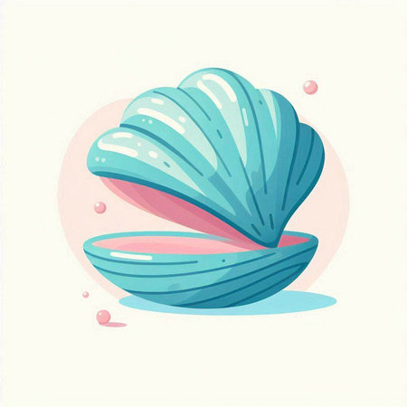 Sea shell on a light background. Vector illustration in cartoon style.のイラスト素材