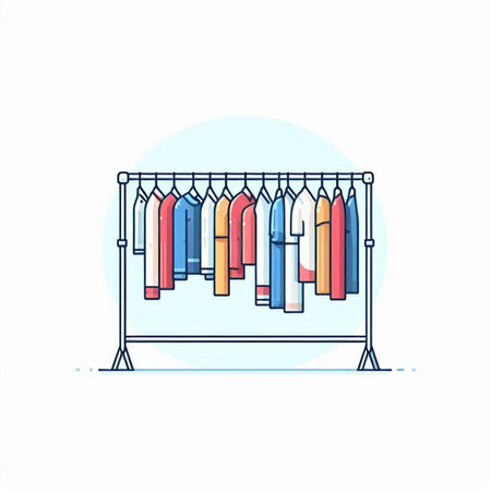 Clothes on hangers. Clothes on hangers. Vector illustrationのイラスト素材