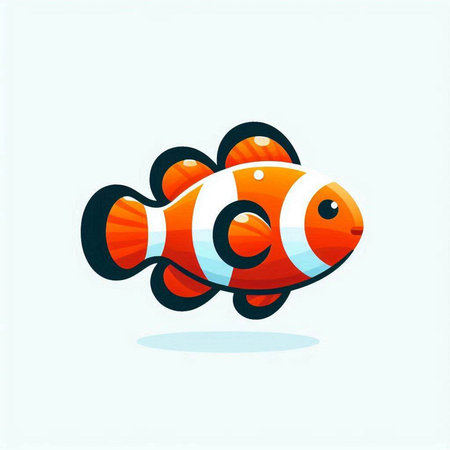 Clown fish vector illustration on white background. Cartoon clown fish icon.のイラスト素材