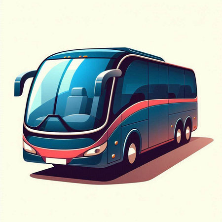 Vector illustration of a bus on a light background. Side view.のイラスト素材