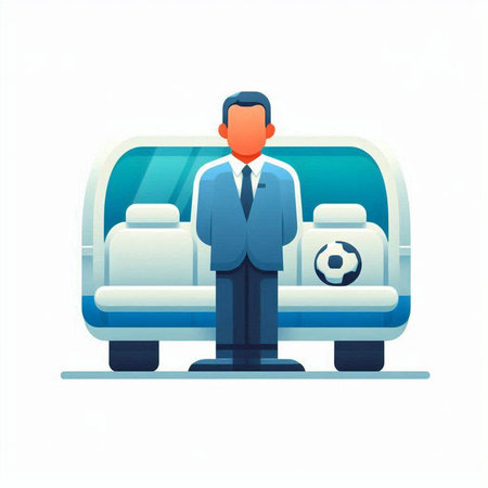 Businessman with suitcase on the bus. Flat style vector illustration.のイラスト素材